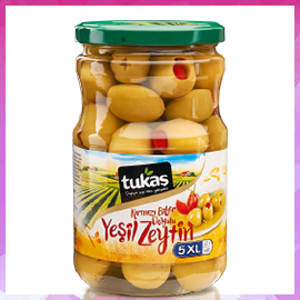 Domat Biber Dolgulu Yeşil Zeytin 400 gr. (121-140)