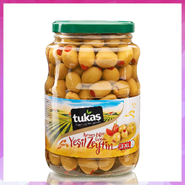 Domat Biber Dolgulu Yeşil Zeytin 1000 gr. (161-180)